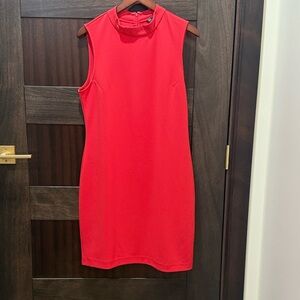 Sharagano Coral Mini Dress mock neck